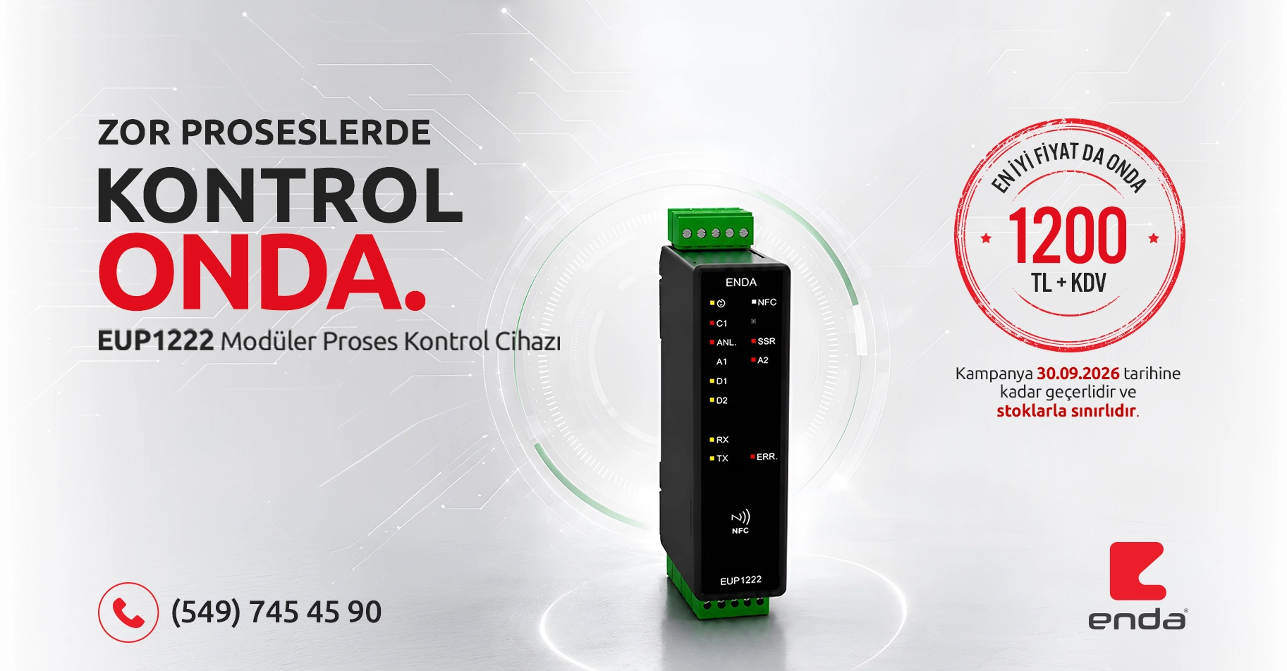 Enda EUP1222 Modüler Proses Kontrol Cihazı