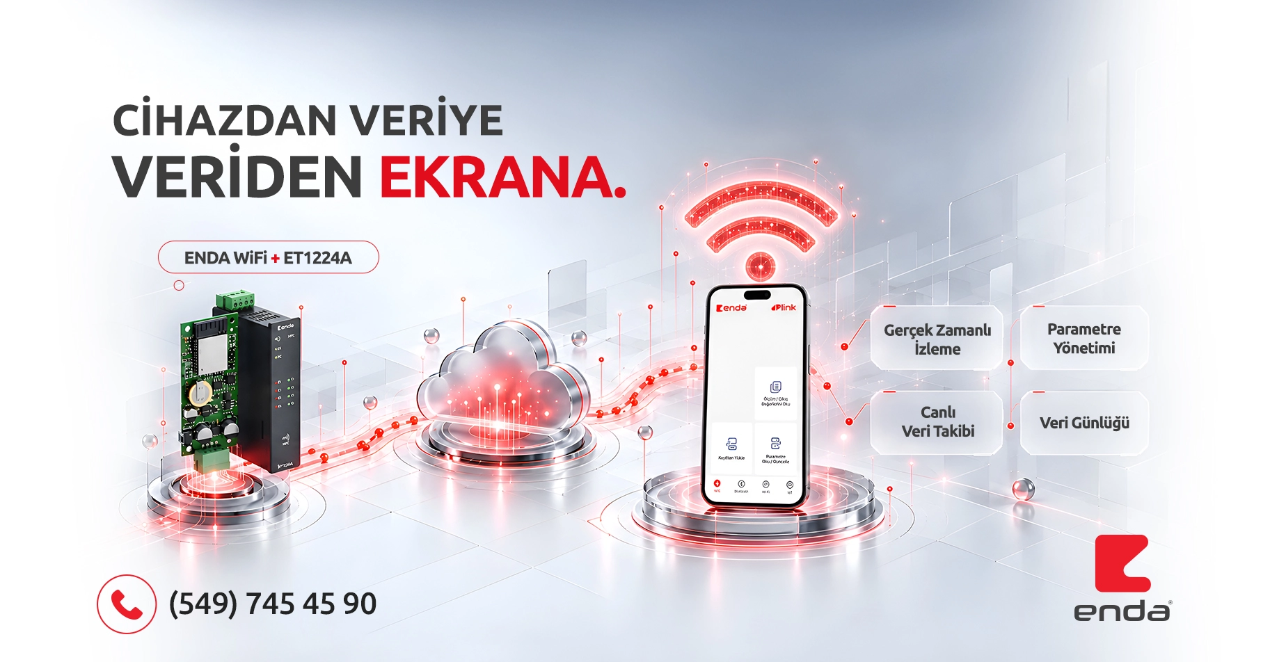 Enda Wi-Fi Bağlantı Modülü ve ET1224A Sıcaklık Kontrol Cihazı